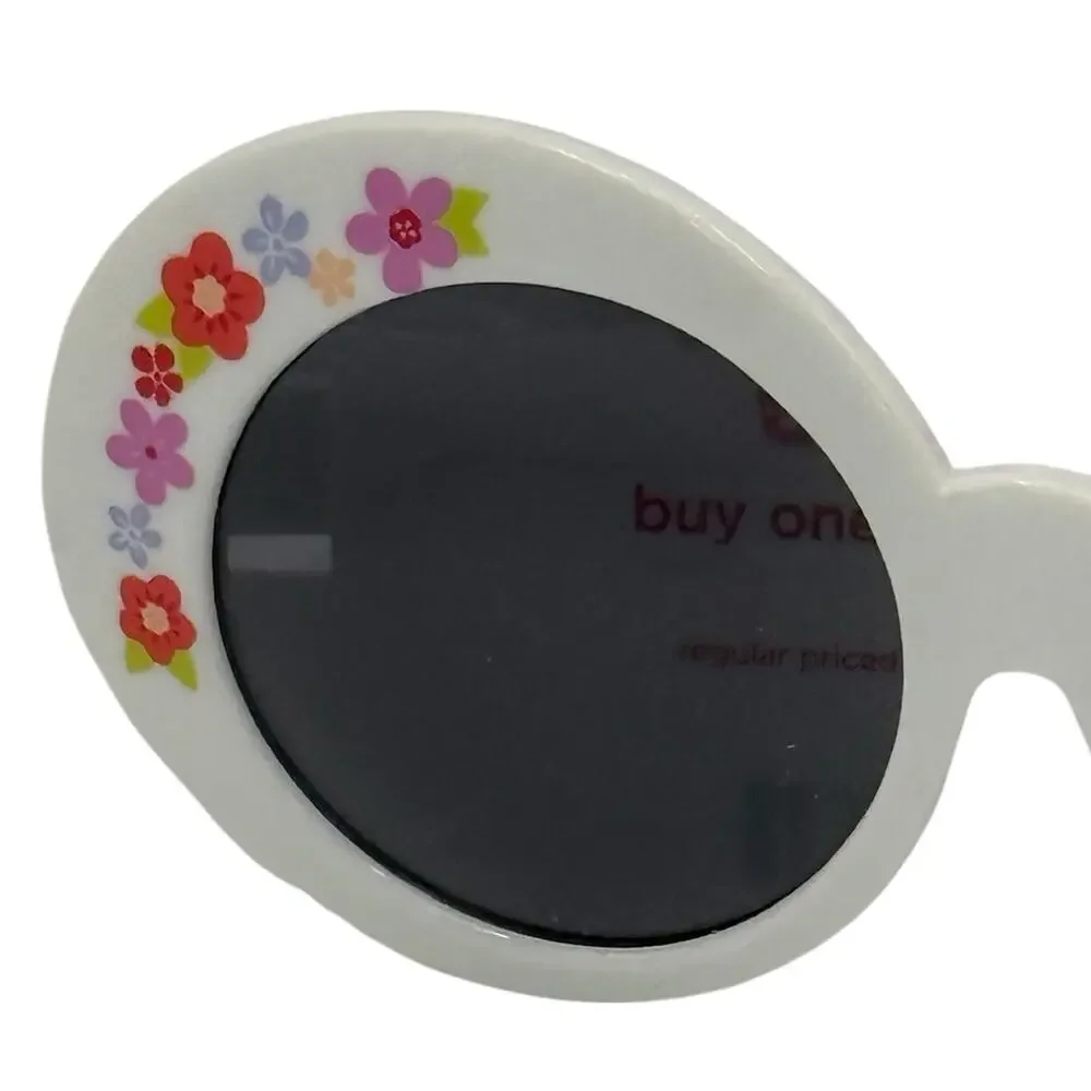 Gymboree Tea Garden Sunglasses Floral White Round Kids Toddler UV Protection NWT